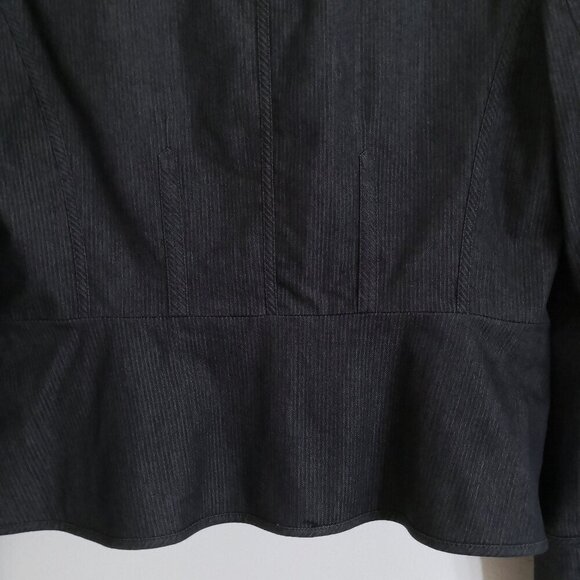 Like New LOFT Cotton Blend Pinstripe Peplum Blazer Black/Gray Size 10 - Picture 5 of 6